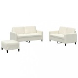 Cumpara ieftin Set de canapele, 3 piese, crem, catifea