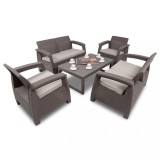 Cumpara ieftin Set de mobilier de grădină Corfu Large II Lyon 6+1 &icirc;n culoarea cappuccino