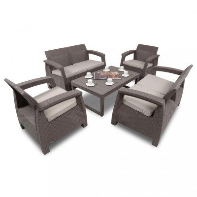 Set de mobilier de grădină Corfu Large II Lyon 6+1 &amp;icirc;n culoarea cappuccino foto