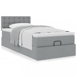 Gossi cadru pat otoman cu saltea tesatura gri deschis 90x200cm