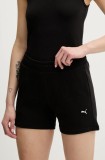 Puma pantaloni scurți din bumbac culoarea negru, uni, high waist, 685020