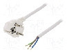 Cablu alimentare AC, 3m, 3 fire, culoare alb, cabluri, CEE 7/7 (E/F) &amp;#351;tecar in unghi, SCHUKO mufa, PLASTROL - W-97181