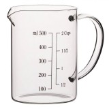 Cana De Măsurare, Transparentă, Capacitate 0,5 L, Sticlă Borosilicată, Termorezistentă, 9x12 cm