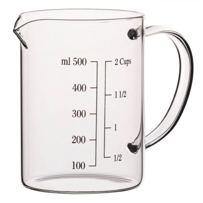 Cana De Măsurare, Transparentă, Capacitate 0,5 L, Sticlă Borosilicată, Termorezistentă, 9x12 cm foto