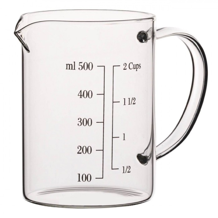 Cana De Măsurare, Transparentă, Capacitate 0,5 L, Sticlă Borosilicată, Termorezistentă, 9x12 cm