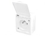 Conector Alimentare AC 2P PE 250VAC 16A Alb Murale