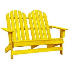 Scaun de grădină Adirondack cu 2 locuri, galben, lemn de brad
