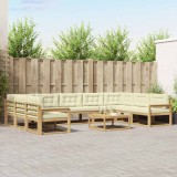 vidaXL Set de canapele de exterior cu pernă 10 pcs Alb și crem 3387059