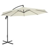 Umbrelă &icirc;n consolă cu st&acirc;lp din oțel, nisipiu, 300 cm