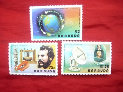 Serie Barbuda 1977 - 100 Ani Telefonul , 3 valori foto