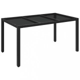 Cumpara ieftin Masa gradina cu blat din sticla, negru, 150x90x75 cm, poliratan