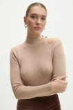 Answear Lab pulover femei, culoarea bej, light, cu turtleneck