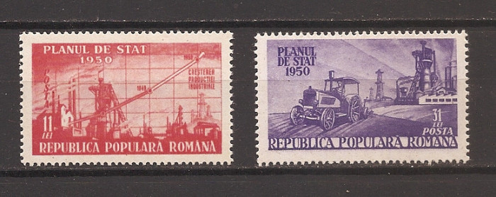 Romania 1951, LP 263 - Planul de stat (dantelat), urme de sarniera, MH