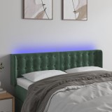 Cumpara ieftin Tăblie de pat cu LED, verde &icirc;nchis, 147x16x78/88 cm, catifea