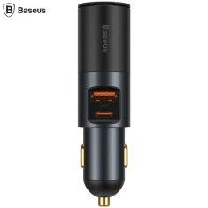 Incarcator auto Baseus Share Together CCBT-C0G 1x USB-A Output 5V/3A + 1x USB Type-C max 5V/3A + 1x bricheta auto 60W total 120W