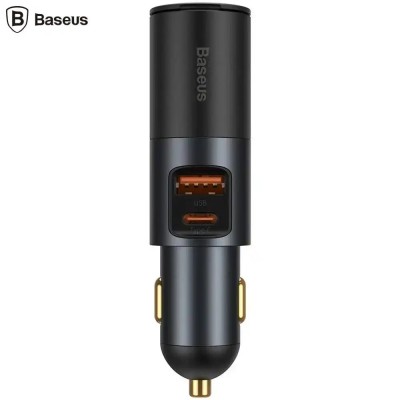 Incarcator auto Baseus Share Together CCBT-C0G 1x USB-A Output 5V/3A + 1x USB Type-C max 5V/3A + 1x bricheta auto 60W total 120W foto