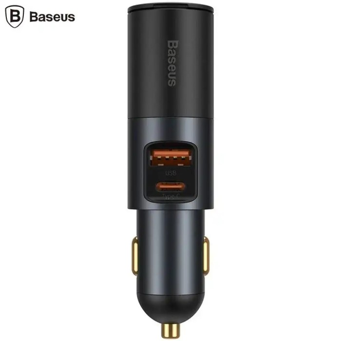 Incarcator auto Baseus Share Together CCBT-C0G 1x USB-A Output 5V/3A + 1x USB Type-C max 5V/3A + 1x bricheta auto 60W total 120W