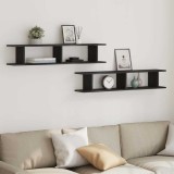 VidaXL Rafturi de perete 2 buc Stejar negru 105x18x2 cm Lemn prelucrat