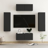 VidaXL Set dulapuri TV, 4 buc., negru, lemn prelucrat