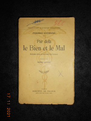 FREDERIC NIETZSCHE - PAR DELA LE BIEN ET LE MAL (1937) foto