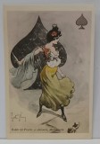 DAMA DE PICA , DESEN de GASTON NOURY , LITOGRAFIE , CARTE POSTALA CLASICA , CCA. 1900 M