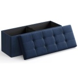 SONGMICS Taburet pliabil cu sezut moale, spatiu de depozitare 131litri, maxim 300kg, 110x38x38cm, albastru inchis Household NewTrend