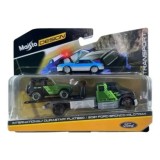 MAISTO DESIGN ELITE TRANSPORT SET CAMION CU RAMPA INTERNATIONAL DURASTAR FLATBED SI MASINUTA FORD BRONCO WILDTRAK 2021 SCARA 1 LA 64