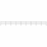 vidaXL Gard de grădină cu v&acirc;rf curbat, negru, 15,3 x 1 m, oțel
