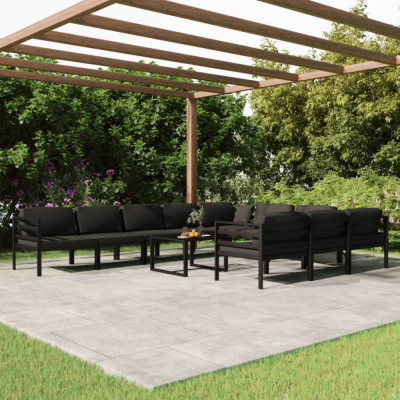 vidaXL Set mobilier de grădină cu perne, 11 piese, antracit, aluminiu foto