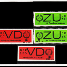 GERMANIA DDR 1965 1966 TIMBRE DE SERVICIU - DIENSTMARKEN - 4 TIMBRE NESTAMPILATE