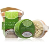 The Somerset Toiletry Co. Tropical Fruits Coconut &amp; Lime exfoliant de corp cu zahăr + perie de par 150 g