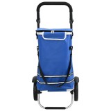 VidaXL Cărucior de cumpărături cu roți și m&acirc;ner reglabil, albastru, 40 L