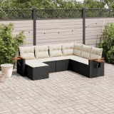 Cumpara ieftin Set canapele de grădină cu perne, 7 piese, negru, poliratan