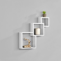 [en.casa]&reg; Raft Design Retro Style, 1 raft perete Modell 25, en.casa, MDF, alb mat lacuit HausGarden Leisure