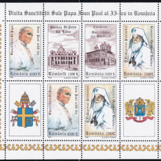 1999 LP 1484 a VIZITA SANCTITATII PAPA IOAN PAUL AL II-LEA IN ROMANIA BLOC MNH