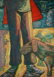 Tablou Radu Mihai Ignat, tempera pe hartie, 67x47cm, inramat, expozitie UAP Cotele apelor/La Strada 2014