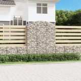 Cumpara ieftin Cos Gabion Arcuit Gossi Fier Galvanizat 150x50x180/200cm Argintiu - Bariera Gradina, Decoratiune, Izolare Fonica, Structura Stabila