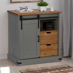 Gossi comoda halden cu uşa glisanta gri 80x40x80 cm lemn masiv