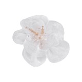 Floare din organza cu margele pentru cusut sau lipit pe haine, diametru 6 cm, Alb, Crisalida