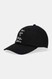 Juicy Couture șapcă de baseball din bumbac PEACE LOVE AND JUICY CAP culoarea negru, cu imprimeu, JCAWH225703