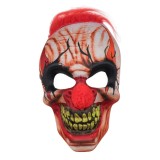 Masca Horror Clovn &Icirc;nfricoșător, Nas Pompon Roșu, Păr Roșu, Dantura Galbenă