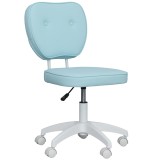 Vinsetto Scaun de birou rotativ tapițat &icirc;n PU cu &icirc;nălțime reglabilă fără brațe capacitate 120 kg 46x59x82-92 cm Albastru deschis | Aosom Romania