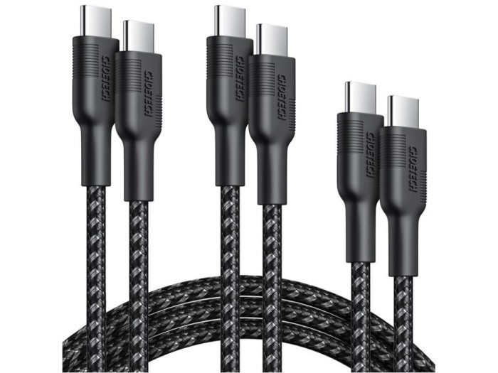 Set cabluri USB type C - USB type C 100W 3buc 1.2m +2x 2m negru Choetech MIX00108 Choetech