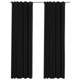 Cumpara ieftin Draperii opace aspect in, carlige, 2 buc., antracit, 140x245 cm
