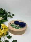 Cutie de Bijuterii din Lemn , Decorata cu Flori Albastre din Fetru
