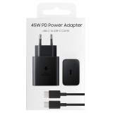 OEM (T4510NBC) - Incarcator Retea + Cablu USB-C, 45W, 1xUSB-C, PD, Fast Charging, Black [blister]