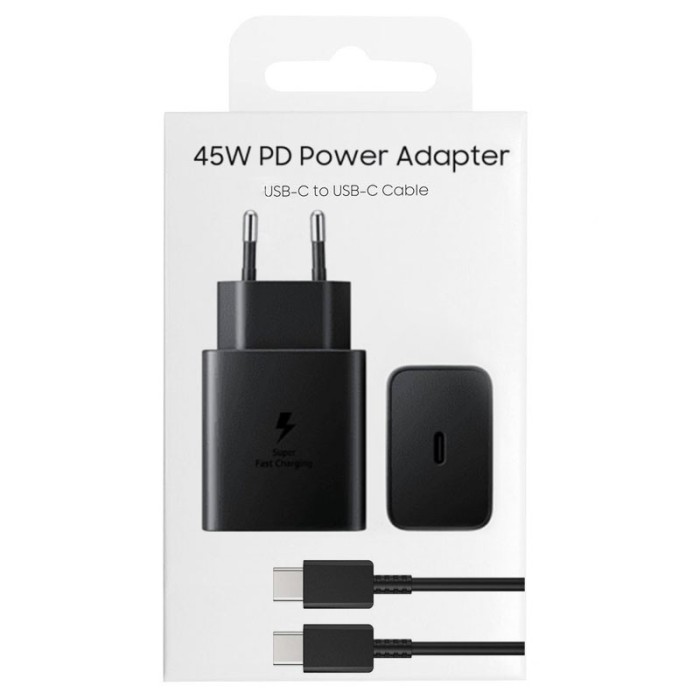 OEM (T4510NBC) - Incarcator Retea + Cablu USB-C, 45W, 1xUSB-C, PD, Fast Charging, Black [blister]