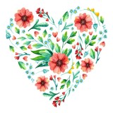 Sticker decorativ Floare Inima, Multicolor, 60 cm, 3155ST