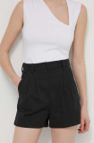 Tommy Jeans pantaloni scurți femei, culoarea negru, uni, high waist, DW0DW17775