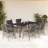 VidaXL Set mobilier de grădină cu perne, 7 piese gri deschis poliratan